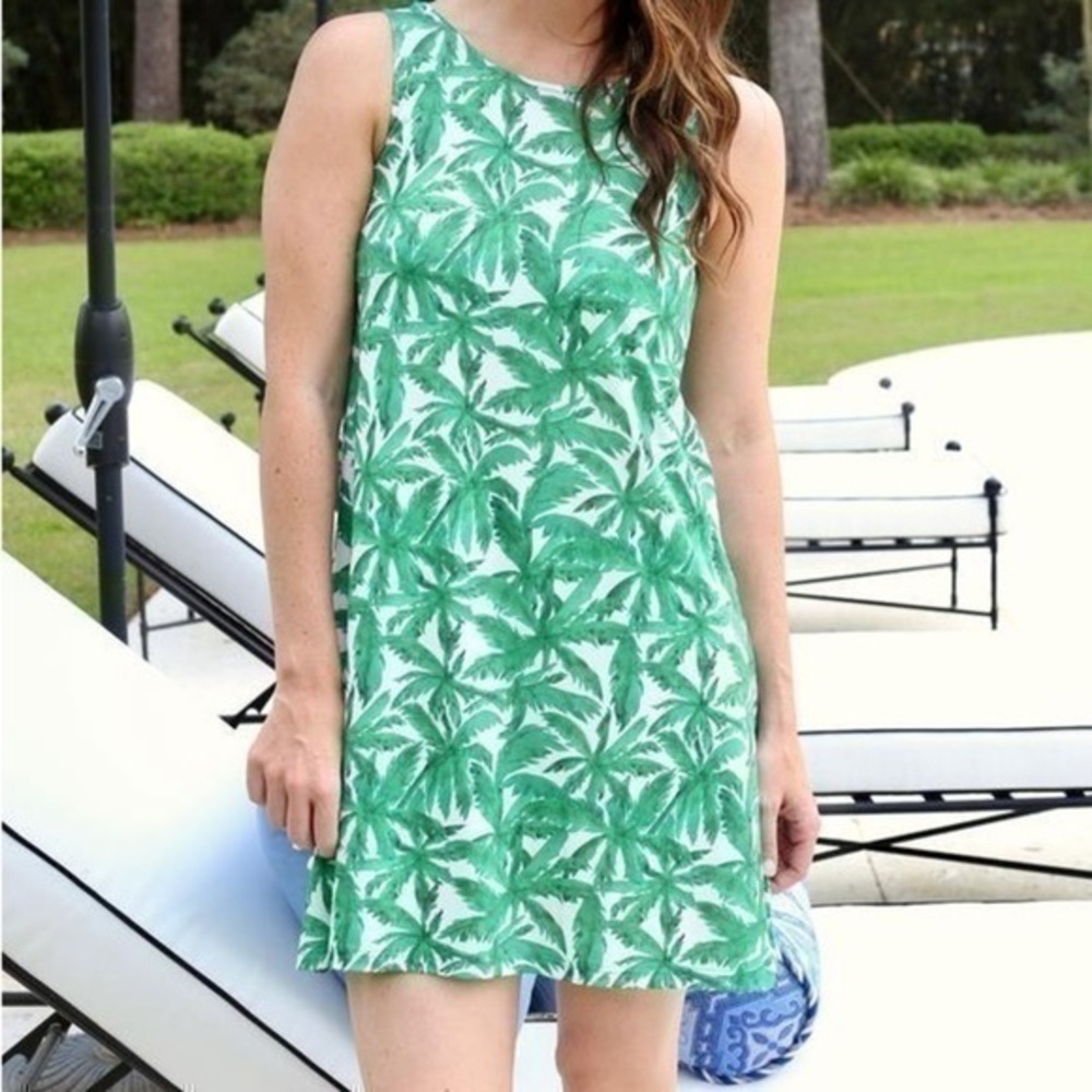 CAROLINE Hill KNOT RESPONSIBLE Kimmy V Back Dress Ambergris Palms sz S NWT